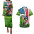 American Flag Bass Fishing Design Couples Matching Puletasi and Hawaiian Shirt with Largemouth Bass and Green Grass Background - Wonder Print Shop