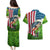 American Flag Bass Fishing Design Couples Matching Puletasi and Hawaiian Shirt with Largemouth Bass and Green Grass Background - Wonder Print Shop