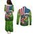 American Flag Bass Fishing Design Couples Matching Puletasi and Long Sleeve Button Shirt with Largemouth Bass and Green Grass Background - Wonder Print Shop
