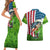 American Flag Bass Fishing Design Couples Matching Short Sleeve Bodycon Dress and Hawaiian Shirt with Largemouth Bass and Green Grass Background - Wonder Print Shop