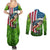 American Flag Bass Fishing Design Couples Matching Summer Maxi Dress and Long Sleeve Button Shirt with Largemouth Bass and Green Grass Background - Wonder Print Shop