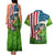 American Flag Bass Fishing Design Couples Matching Tank Maxi Dress and Hawaiian Shirt with Largemouth Bass and Green Grass Background - Wonder Print Shop