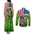 American Flag Bass Fishing Design Couples Matching Tank Maxi Dress and Long Sleeve Button Shirt with Largemouth Bass and Green Grass Background - Wonder Print Shop