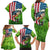 American Flag Bass Fishing Design Family Matching Long Sleeve Bodycon Dress and Hawaiian Shirt with Largemouth Bass and Green Grass Background - Wonder Print Shop