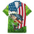 American Flag Bass Fishing Design Family Matching Long Sleeve Bodycon Dress and Hawaiian Shirt with Largemouth Bass and Green Grass Background - Wonder Print Shop