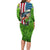 American Flag Bass Fishing Design Family Matching Long Sleeve Bodycon Dress and Hawaiian Shirt with Largemouth Bass and Green Grass Background - Wonder Print Shop