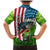 American Flag Bass Fishing Design Family Matching Mermaid Dress and Hawaiian Shirt with Largemouth Bass and Green Grass Background - Wonder Print Shop