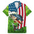American Flag Bass Fishing Design Family Matching Mermaid Dress and Hawaiian Shirt with Largemouth Bass and Green Grass Background - Wonder Print Shop