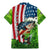 American Flag Bass Fishing Design Family Matching Mermaid Dress and Hawaiian Shirt with Largemouth Bass and Green Grass Background - Wonder Print Shop