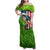 American Flag Bass Fishing Design Family Matching Off Shoulder Maxi Dress and Hawaiian Shirt with Largemouth Bass and Green Grass Background - Wonder Print Shop