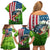 American Flag Bass Fishing Design Family Matching Off Shoulder Short Dress and Hawaiian Shirt with Largemouth Bass and Green Grass Background - Wonder Print Shop