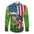 American Flag Bass Fishing Design Family Matching Short Sleeve Bodycon Dress and Hawaiian Shirt with Largemouth Bass and Green Grass Background - Wonder Print Shop