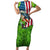 American Flag Bass Fishing Design Family Matching Short Sleeve Bodycon Dress and Hawaiian Shirt with Largemouth Bass and Green Grass Background - Wonder Print Shop