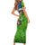 American Flag Bass Fishing Design Family Matching Short Sleeve Bodycon Dress and Hawaiian Shirt with Largemouth Bass and Green Grass Background - Wonder Print Shop