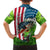 American Flag Bass Fishing Design Family Matching Summer Maxi Dress and Hawaiian Shirt with Largemouth Bass and Green Grass Background - Wonder Print Shop