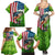 American Flag Bass Fishing Design Family Matching Summer Maxi Dress and Hawaiian Shirt with Largemouth Bass and Green Grass Background - Wonder Print Shop