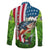 American Flag Bass Fishing Design Family Matching Summer Maxi Dress and Hawaiian Shirt with Largemouth Bass and Green Grass Background - Wonder Print Shop