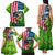 American Flag Bass Fishing Design Family Matching Tank Maxi Dress and Hawaiian Shirt with Largemouth Bass and Green Grass Background - Wonder Print Shop