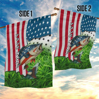 American Flag Bass Fishing Design Garden Flag with Largemouth Bass and Green Grass Background - Wonder Print Shop