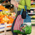 American Flag Bass Fishing Design Grocery Bag with Largemouth Bass and Green Grass Background - Wonder Print Shop