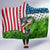 American Flag Bass Fishing Design Hooded Blanket with Largemouth Bass and Green Grass Background - Wonder Print Shop