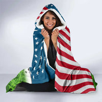 American Flag Bass Fishing Design Hooded Blanket with Largemouth Bass and Green Grass Background - Wonder Print Shop