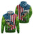 American Flag Bass Fishing Design Hoodie with Largemouth Bass and Green Grass Background - Wonder Print Shop