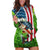 American Flag Bass Fishing Design Hoodie Dress with Largemouth Bass and Green Grass Background - Wonder Print Shop