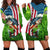 American Flag Bass Fishing Design Hoodie Dress with Largemouth Bass and Green Grass Background - Wonder Print Shop
