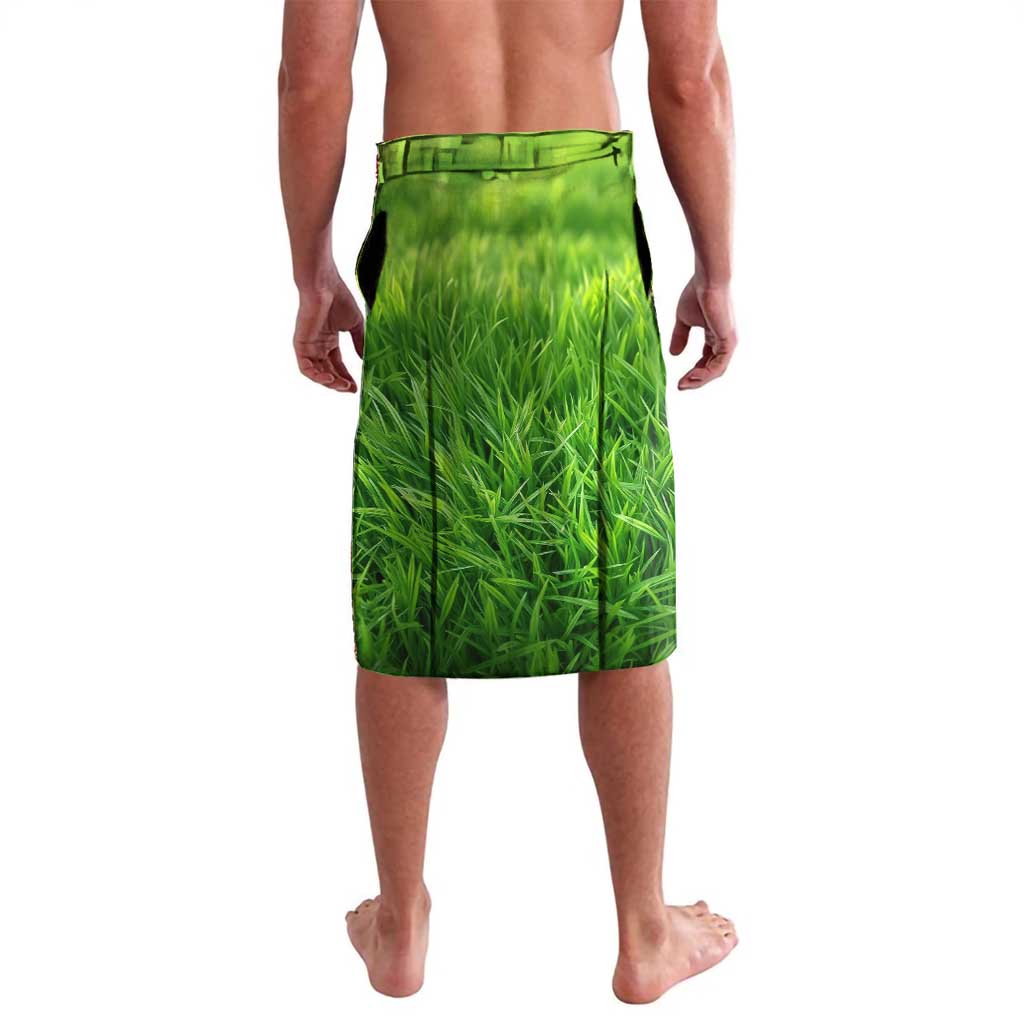 American Flag Bass Fishing Design Lavalava with Largemouth Bass and Green Grass Background - Wonder Print Shop