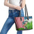 American Flag Bass Fishing Design Leather Tote Bag with Largemouth Bass and Green Grass Background - Wonder Print Shop
