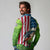 American Flag Bass Fishing Design Long Sleeve Polo Shirt with Largemouth Bass and Green Grass Background - Wonder Print Shop