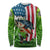 American Flag Bass Fishing Design Long Sleeve Shirt with Largemouth Bass and Green Grass Background - Wonder Print Shop