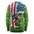 American Flag Bass Fishing Design Long Sleeve Shirt with Largemouth Bass and Green Grass Background - Wonder Print Shop
