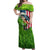 American Flag Bass Fishing Design Off Shoulder Maxi Dress with Largemouth Bass and Green Grass Background - Wonder Print Shop