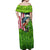 American Flag Bass Fishing Design Off Shoulder Maxi Dress with Largemouth Bass and Green Grass Background - Wonder Print Shop