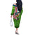 American Flag Bass Fishing Design Off The Shoulder Long Sleeve Dress with Largemouth Bass and Green Grass Background - Wonder Print Shop