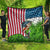 American Flag Bass Fishing Design Quilt with Largemouth Bass and Green Grass Background - Wonder Print Shop