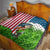 American Flag Bass Fishing Design Quilt with Largemouth Bass and Green Grass Background - Wonder Print Shop
