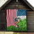 American Flag Bass Fishing Design Quilt with Largemouth Bass and Green Grass Background - Wonder Print Shop