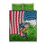 American Flag Bass Fishing Design Quilt Bed Set with Largemouth Bass and Green Grass Background - Wonder Print Shop