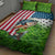 American Flag Bass Fishing Design Quilt Bed Set with Largemouth Bass and Green Grass Background - Wonder Print Shop
