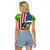 American Flag Bass Fishing Design Raglan Cropped T Shirt with Largemouth Bass and Green Grass Background - Wonder Print Shop