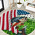 American Flag Bass Fishing Design Round Carpet with Largemouth Bass and Green Grass Background - Wonder Print Shop