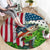 American Flag Bass Fishing Design Round Carpet with Largemouth Bass and Green Grass Background - Wonder Print Shop