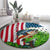 American Flag Bass Fishing Design Round Carpet with Largemouth Bass and Green Grass Background - Wonder Print Shop