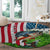 American Flag Bass Fishing Design Round Carpet with Largemouth Bass and Green Grass Background - Wonder Print Shop