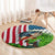 American Flag Bass Fishing Design Round Carpet with Largemouth Bass and Green Grass Background - Wonder Print Shop