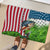 American Flag Bass Fishing Design Rubber Doormat with Largemouth Bass and Green Grass Background - Wonder Print Shop