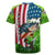 American Flag Bass Fishing Design Rugby Jersey with Largemouth Bass and Green Grass Background - Wonder Print Shop